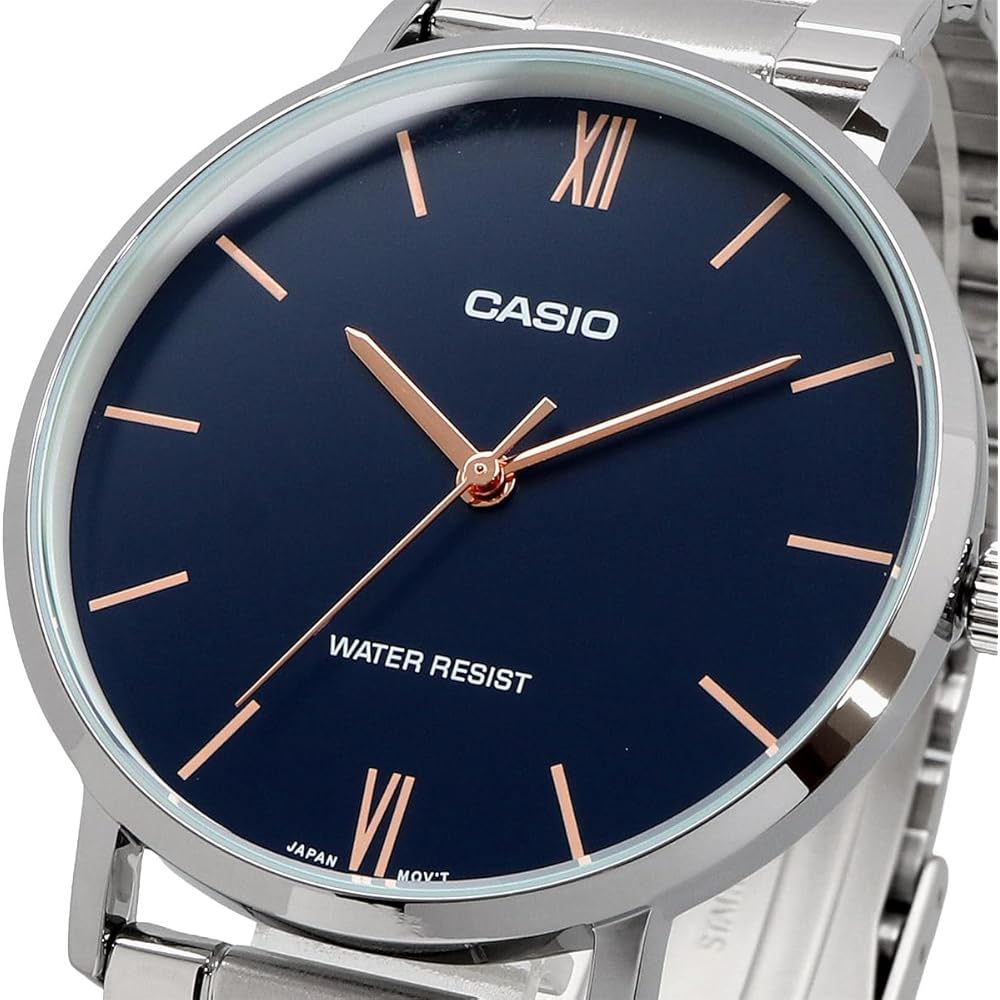 [Casio] CASIO Quartz Men's Watch MTP-VT01D-2B Navy Metal Band Overseas Model [Parallel Import]