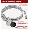 6 Feet Propane Hose with Regulator, Stainless Steel Braided Hose for Blackstone 28''/36'' Griddle, Weber Grill, Propane Fire Pit and More, 3/8"