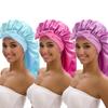 1/2/3pcs Satin Sleep Caps with Ribbon Tie - Black & Pink Polyester Night Hats for Long Hair Casual and Stylish Design