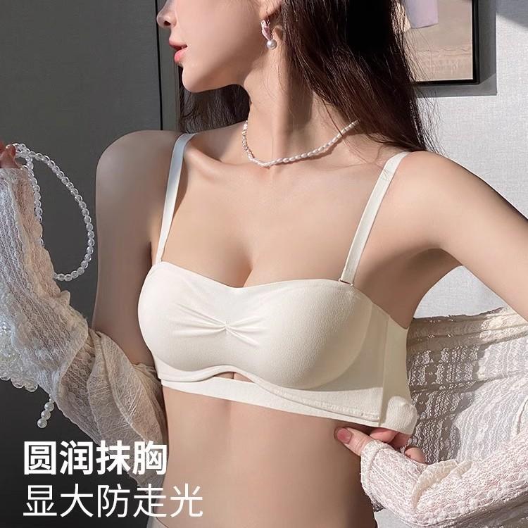 Underwear small breasts gather and show large women's bra half cup anti-sagging tube top type anti-light bra