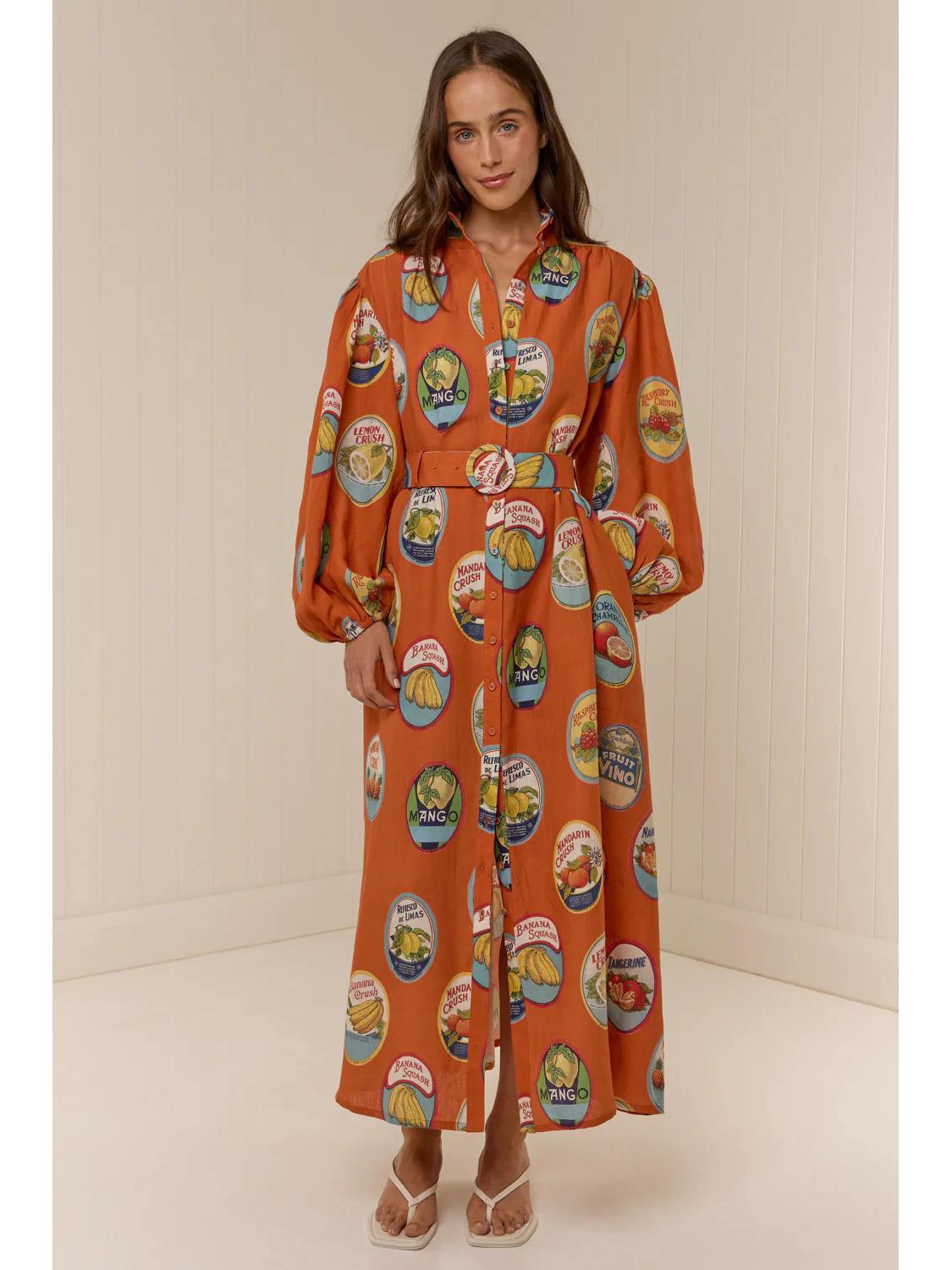 Modern Cross-Border 2025 Lantern Sleeve Linen Cardigan Dress Large цветочный