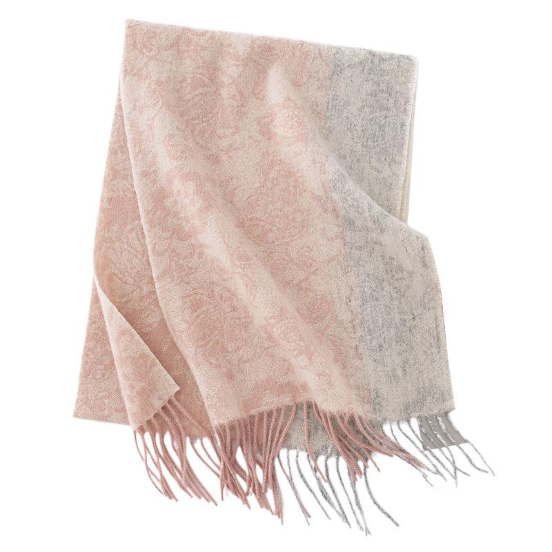 Autumn and Winter Jacquard Wool Scarf High End, Warm and Color Blocked Couple Style  Korean Version Thickened Scarf  Versatile Shawl for Girls