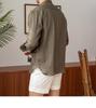 Men's Long-Sleeve Linen Henley Shirt - Casual, Breathable, Versatile for Commuting or Vacation