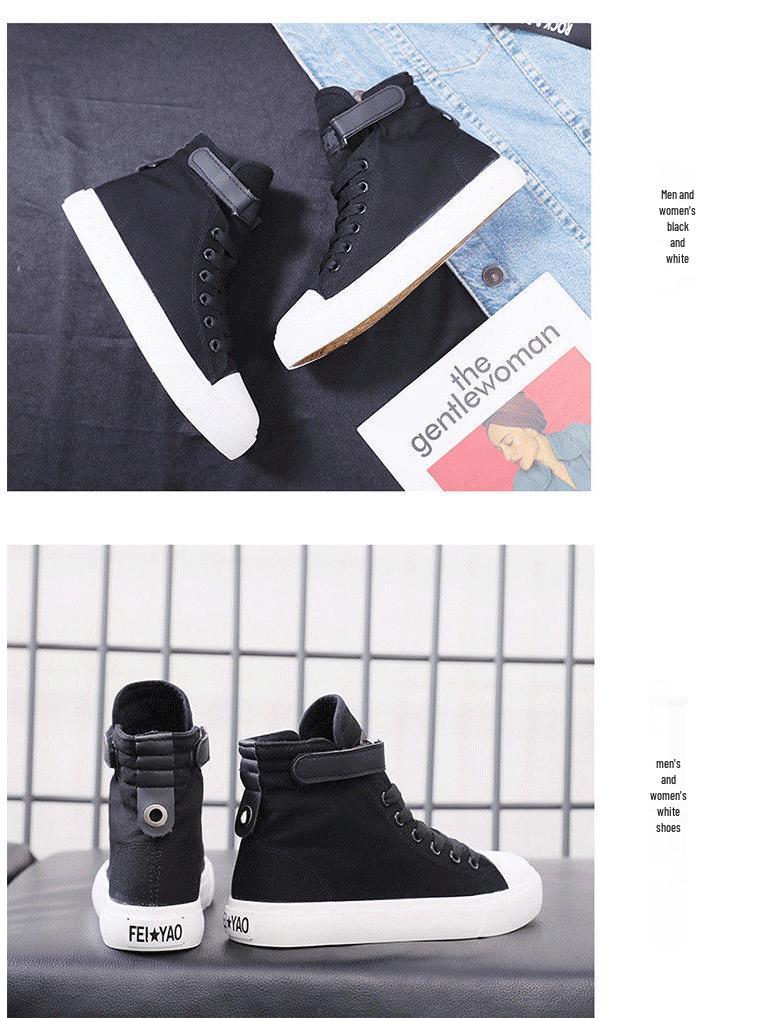 Korean Style Women's High-Top Canvas Shoes - Versatile & Trendy Heightening Sneakers