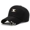 New Personalized Baseball Cap Hanging Iron Ring Chain Cap Spring and Autumn Black Cap Blue Popular Hat