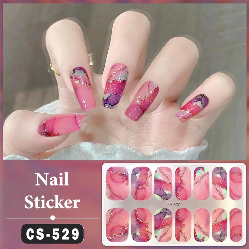 Bez lampy do utwardzania Wodoodporne naklejki na paznokcie Pełne krycie Naklejki na paznokcie Mocne i niełatwe do odpadnięcia 14 paznokci/zestaw Wielokolorowe plastry na paznokcie