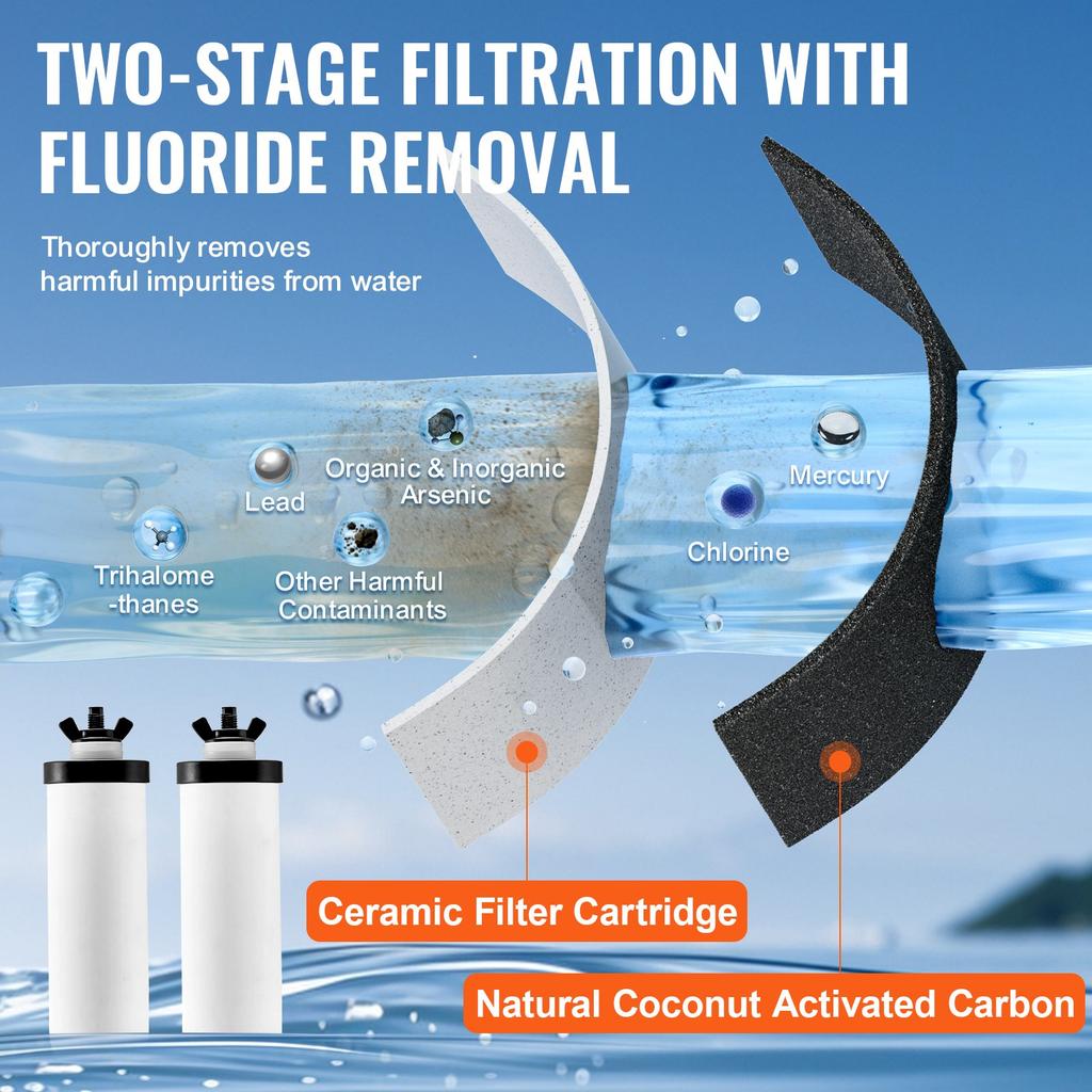 VEVOR Water Filters Replacement, Purification Elements, Ceramic Replacement Filters, Easy To Replace Water Filter, Gravity Water Filter System