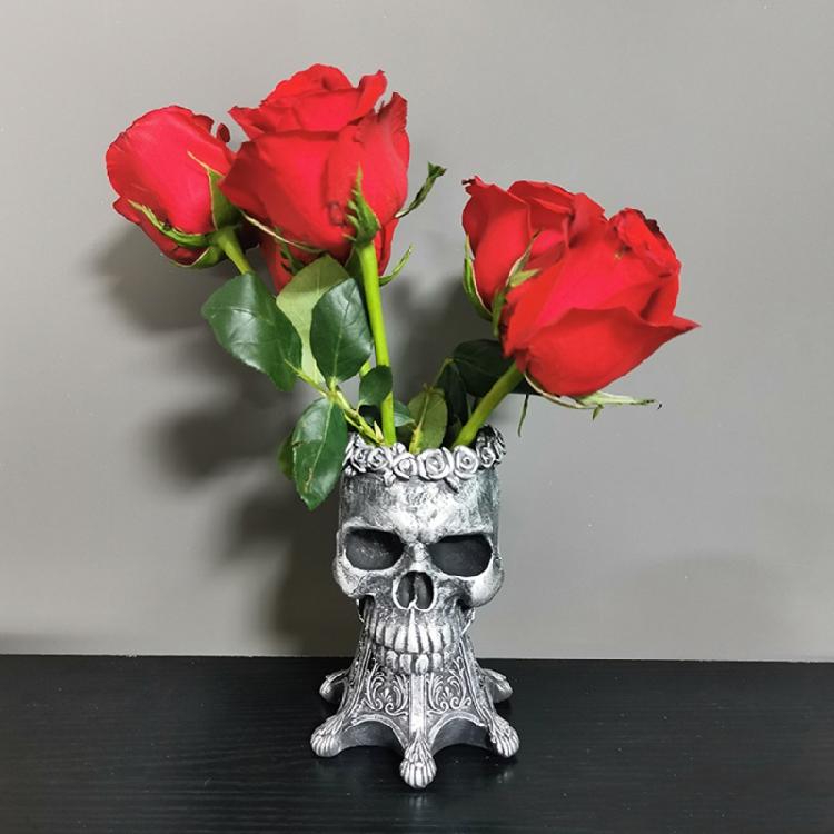 Alloy Skull-shape Resin Storage Jar Household Storage Porch Key Storage Cup