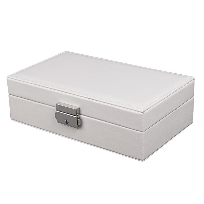 PU single-layer simple storage jewelry box large-capacity necklace stud earrings box solid color household jewelry storage box