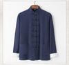 Men's Chinese Style Cotton Linen Tang Suit Jacket & Pants Set with Frog Buttons - Retro Zen Meditation Outfit