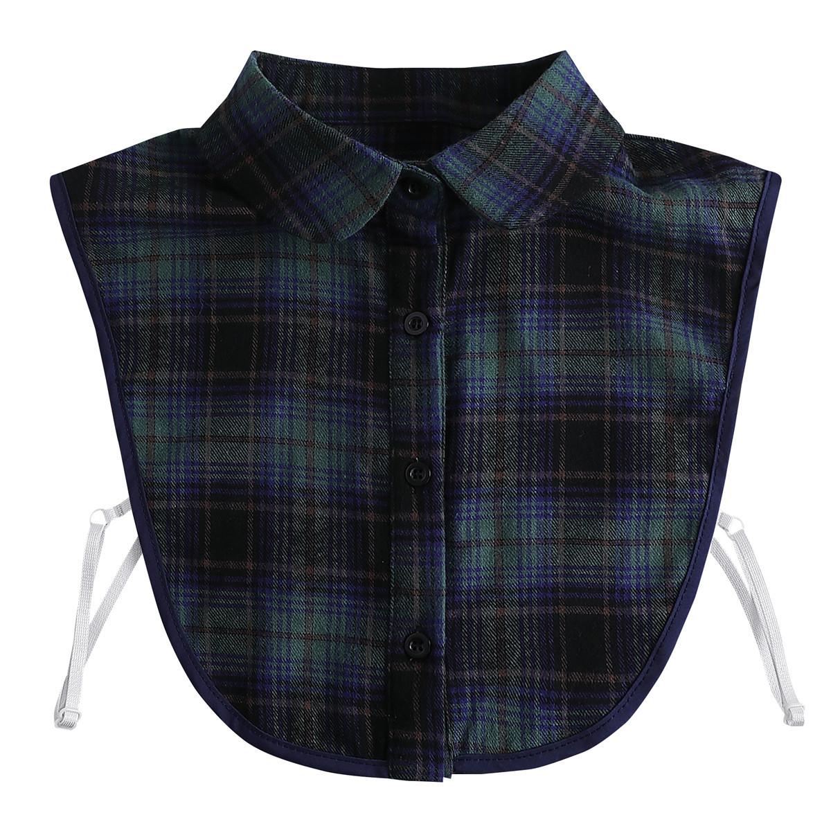 

Бавовняна картата коротка сорочка, декоративний загострений комір, сорочка з штучним коміром