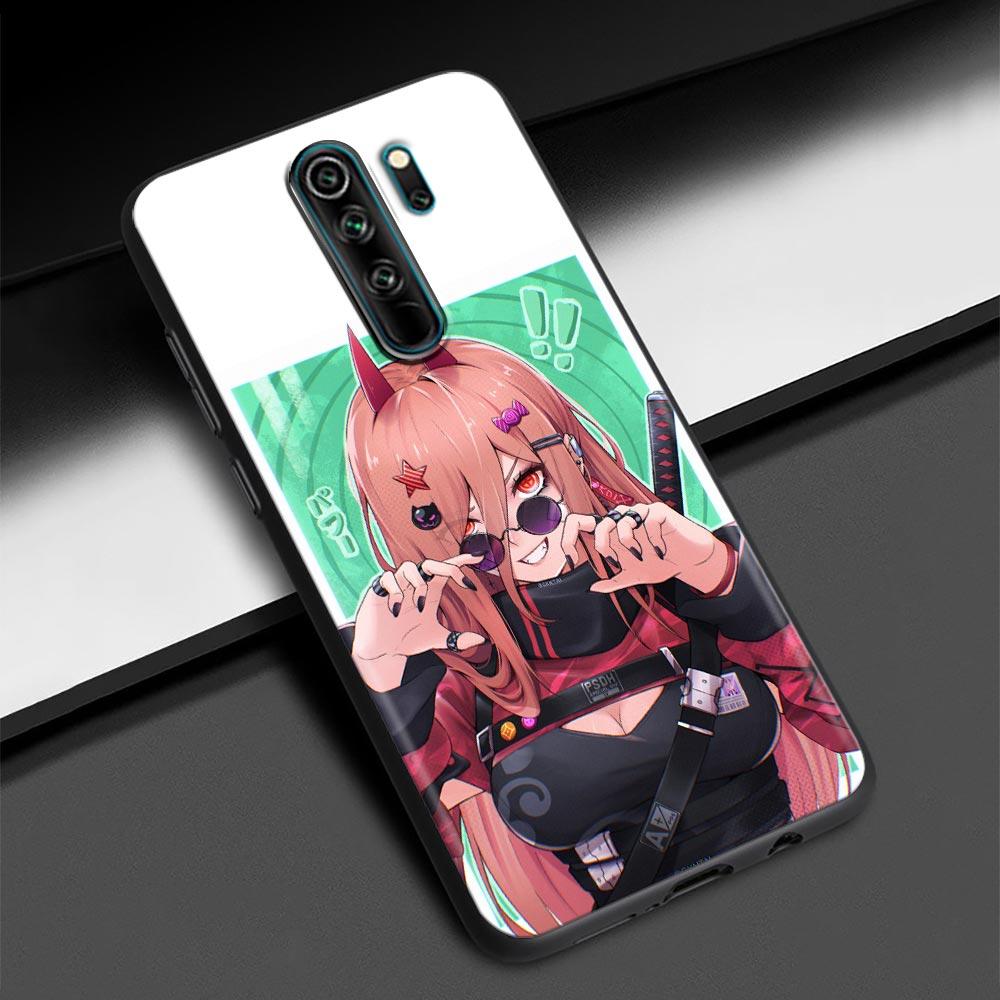ChainSaw Man Girl Anime Handy Shell für Redmi K40 K40S K50 6 6A 7 7A 8 8A 9 9A 9C 9T 10 10C Pro Plus Schwarz Soft Case Capa