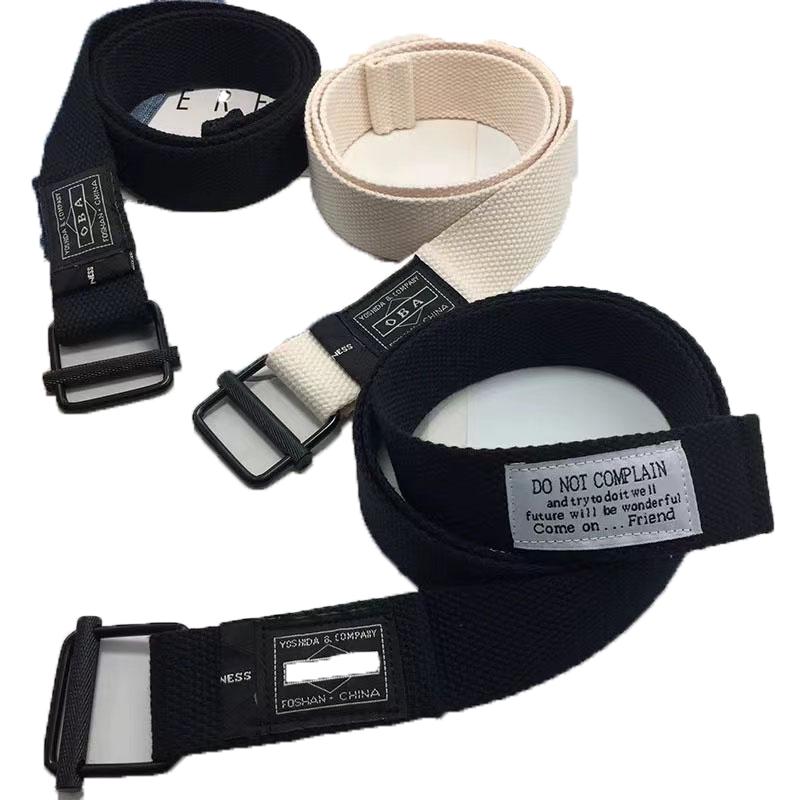 Унисекс холщовый ремень с двойной пряжкой-кольцом 110cm