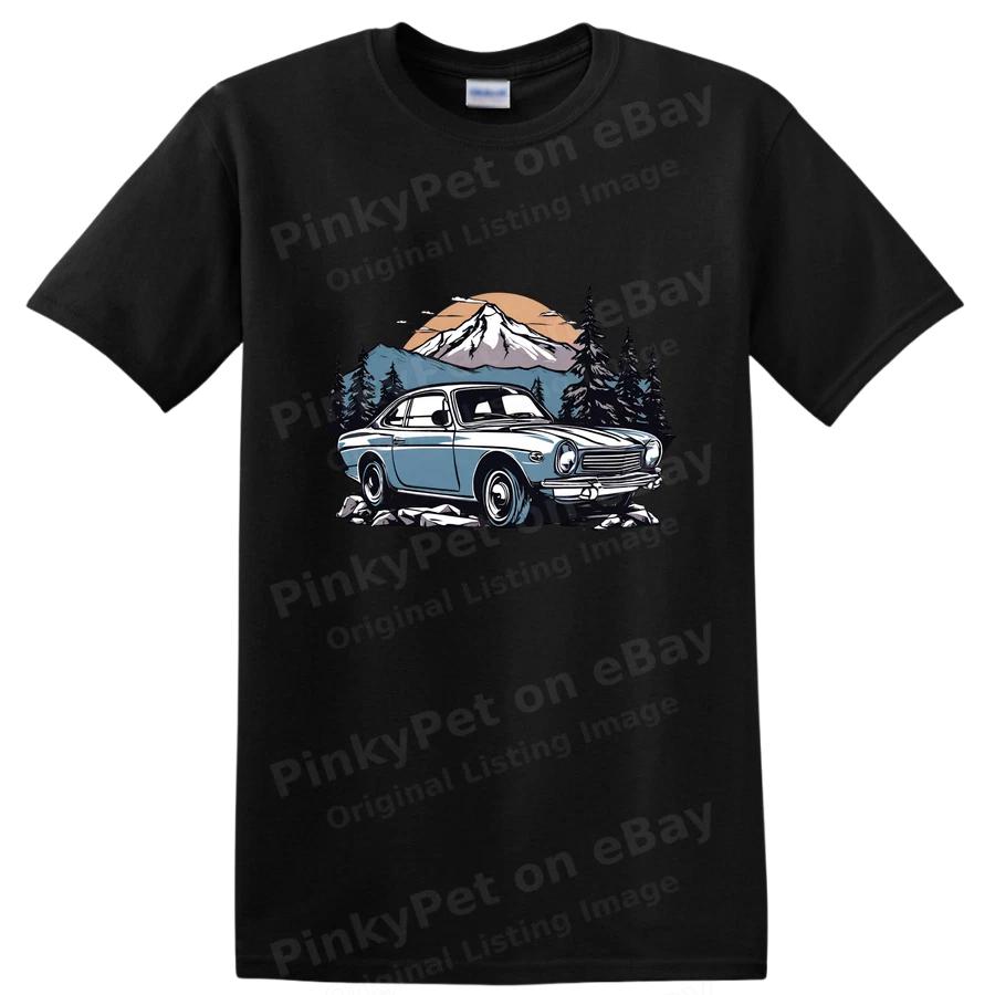 Vintage Car Mountain Scene T Shirt Outdoor Adventure Retro Graphic Tee