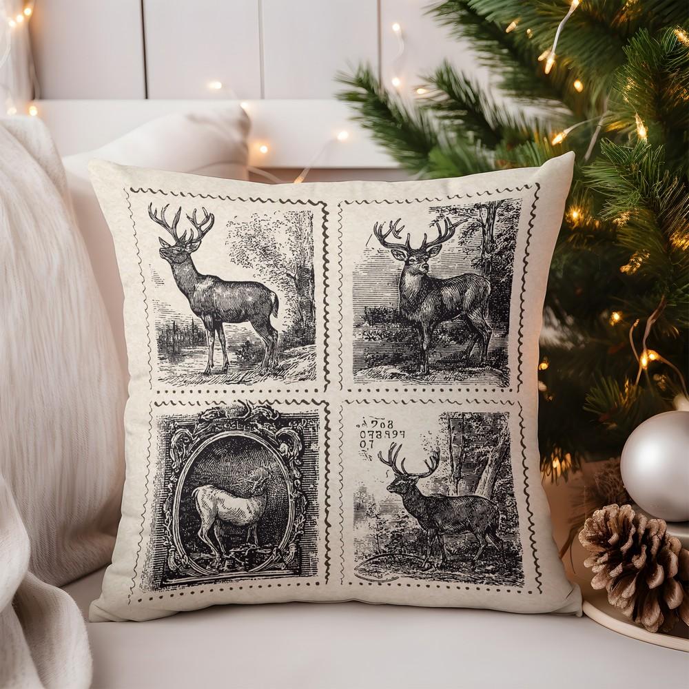

Home Decor Christmas Deer in Snowy Forest Pillow Cover Pattern Cushion Cover Suitable for Sofa Bedroom Car Pillow Cover 16x16Inch