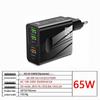PD65W Schnellladegerät: 5V 5A Multi-Port-Adapter EU/US/UK mit PD + 3 USB-Anschlüssen