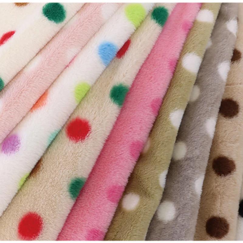 0.5/1/2 Yards Dot Printed Imitation Rabbit Fur Fabric for Sewing Pet Beds Hats Pajamas Soft Plush Dolls Handmade DIY Fabrics