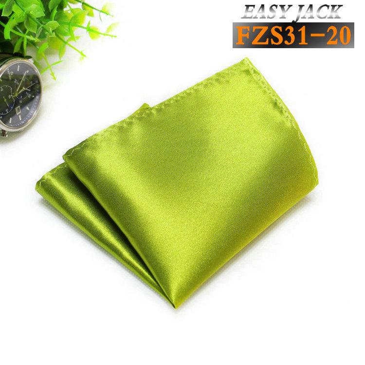 Solid Color Glossy Faux Silk Pocket Square with Printed Edging