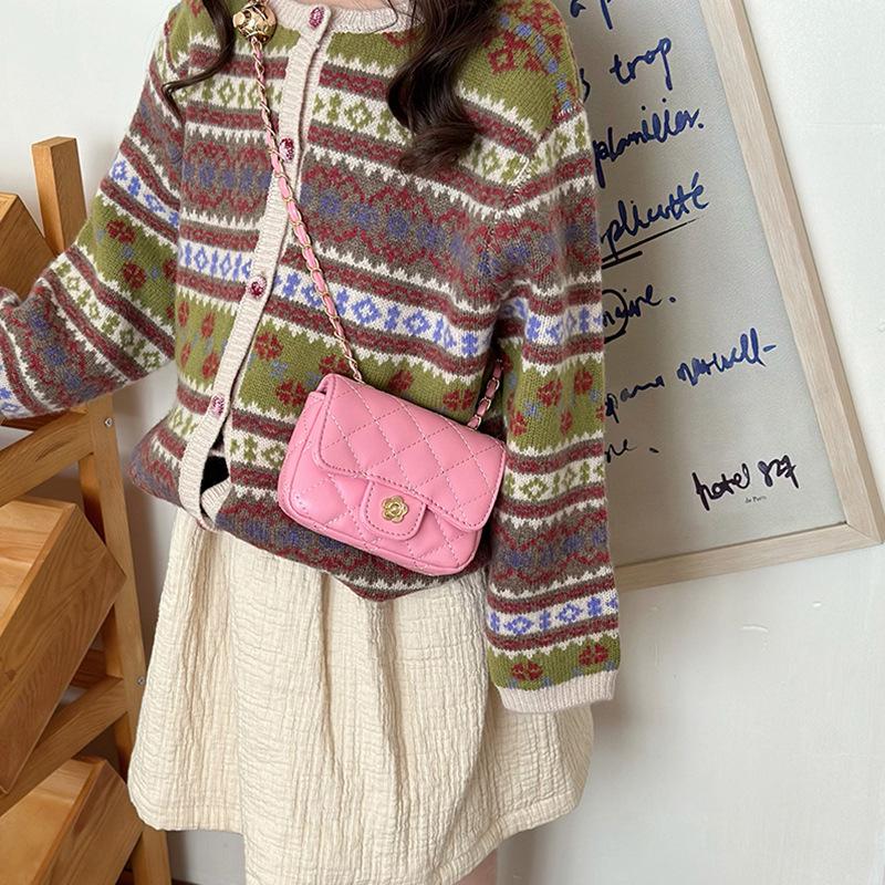 Mini Crossbody Chain Bag for Girls: Autumn/Winter Rhombus Style Lipstick Bag