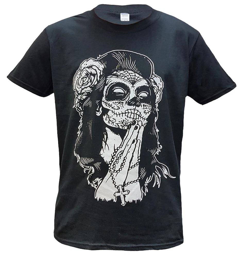 Mexican Skull Cotton TShirt Tattoo Skull Rock Metal Biker Goth Sugar Skull Top 2XL