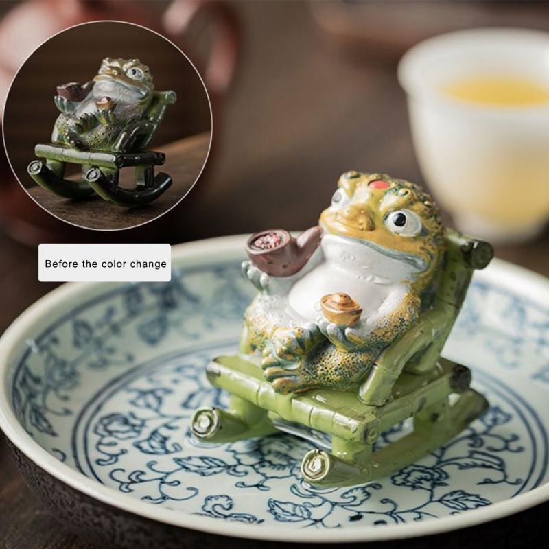 Resins Rocking Chair Frogs Teas Pet With Exquisites Craftsmanship Temperature Sensitive Color Changing For Home Decors
