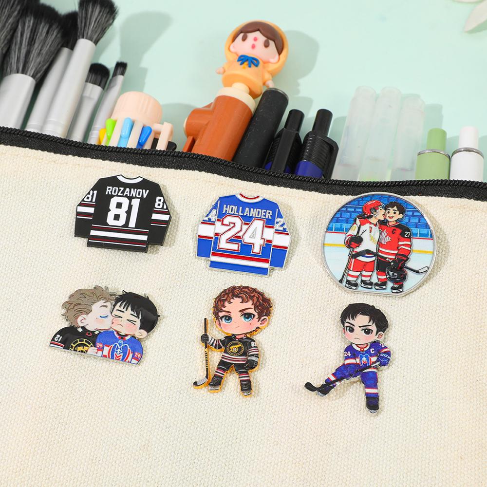 6pcs "Heated Rivalry" Enamel Pin Canadian TV Brooch For Coat Women's Brooches Fashion Lapel Badges Jewelry Gift for Friends