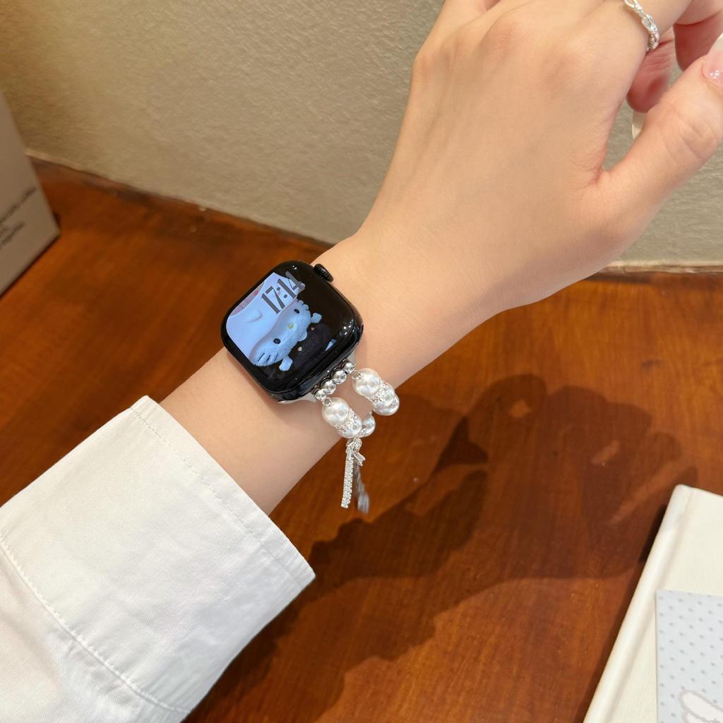 Pearl Bow Watch Band for Apple S11, SE, iWatch 109876, Huawei GT6, Xiaomi 9Pro