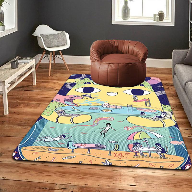 OMORI Theme Rug Floor Mat for Living Room or Bedroom Soft and Comfortable Carpet a Gift for Birthday and Holiday.