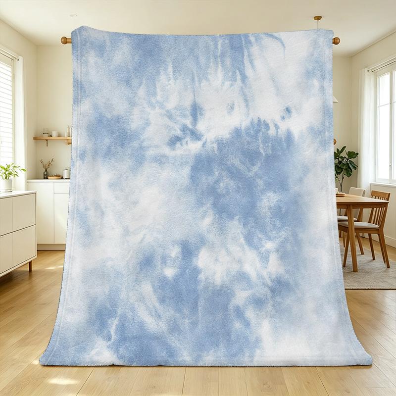 Soft & Skin-Friendly Flannel Blanket - Cloud Blue Ombre Solid, Cozy Warm Throw for Couch, Home Lounge, Ideal for Halloween & Christmas Naps