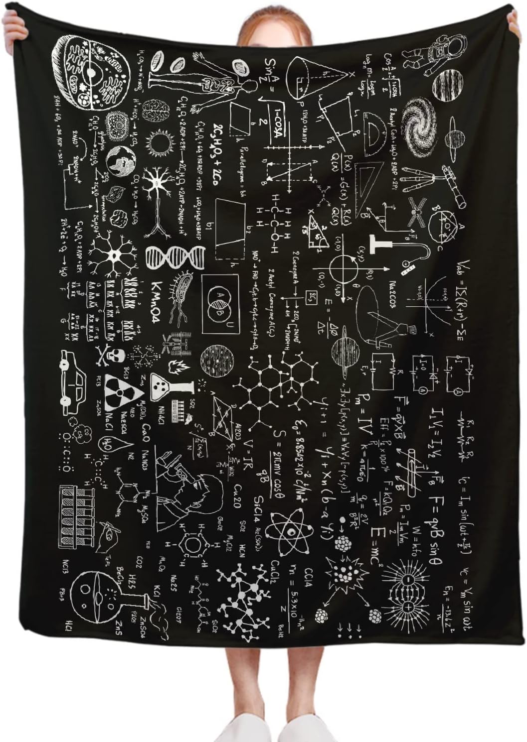 Textilien Unisex Science Formulas Chalkboard Math Physics Equation Blanket Flannel Throw Lightweight Super Soft Cozy Blankets For Couch Bed Sofa