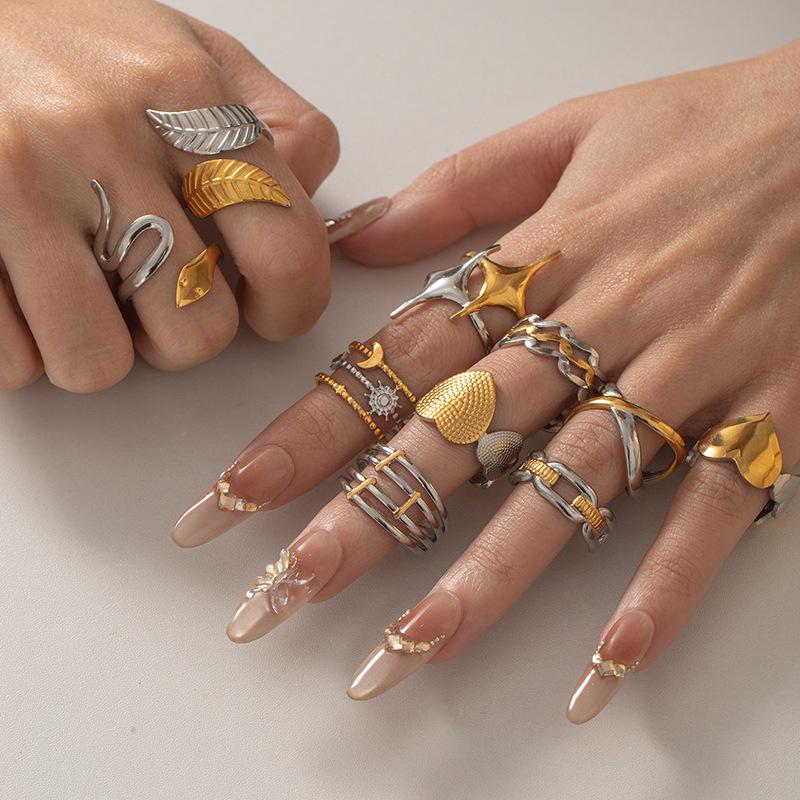 Colorfast Geometric Titanium Steel Women's Ring, Minimalist Design, Simple & Fashionable Stainless Steel Finger Ring