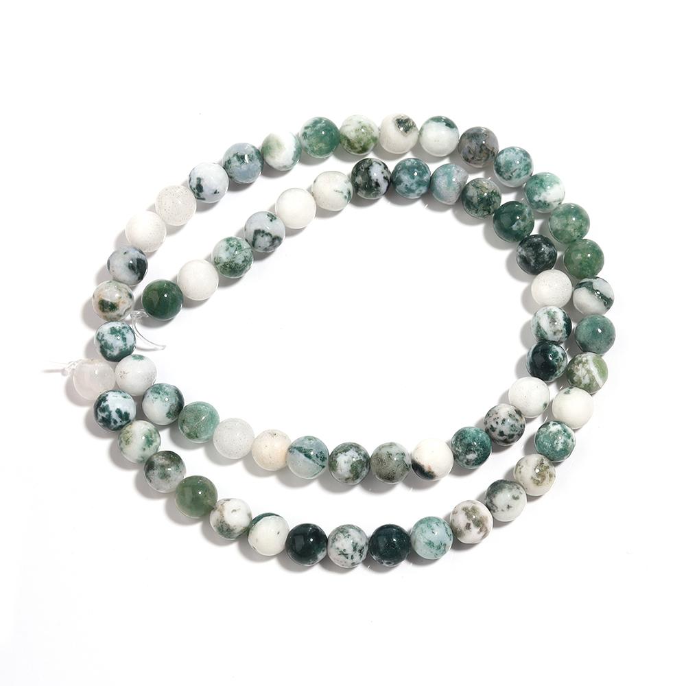 4 6 8 10 12mm Natural Tree Agate Stone Beads Round Loose Gemstone Beads For Jewelry Making DIY Bracelets Necklace Accessories