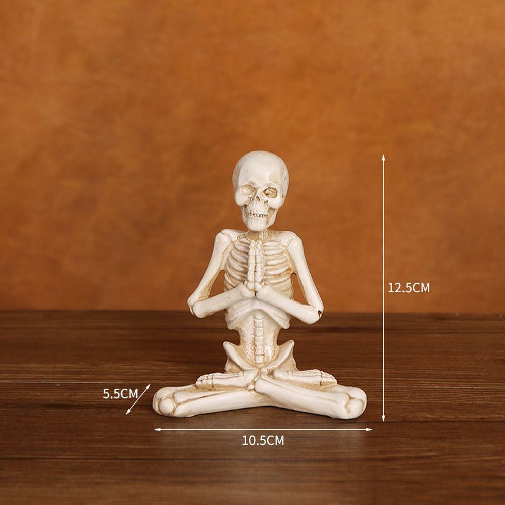 Resin Mini Skeleton Figurines Realistic Artificial Skull Model  Halloween Decor Gifts