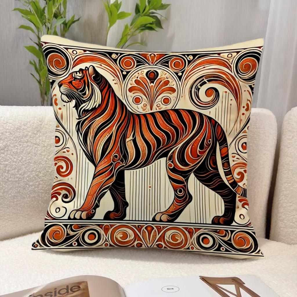 

Stylish Tiger-Patterned PillowcasesSuitable for sofa car bedroom decorative cushion cover pillow cover 16x16Inch