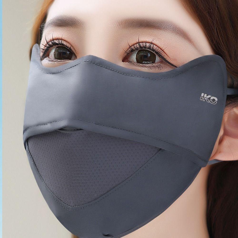Mesh Ice Silk Face Scarf Solid Color Anti-uv Face Cover Breathable Sunscreen Veil  Women/Girls