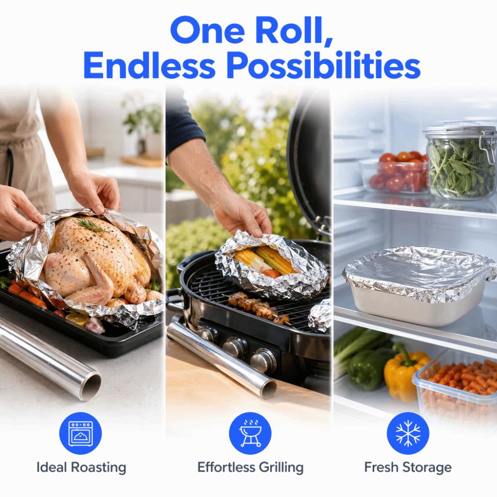 Hitzebeständiges Backfolienpapier Aluminiumfolie Strapazierfähige Folie Grillfolie Verpackung Outdoor-Grill