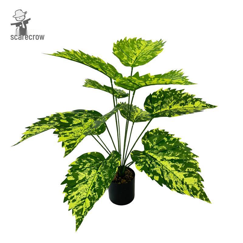 Nordic Style Mint Leaf Artificial Bonsai - Floor Standing Fake Plant for Indoor Decor and Living Room Ornament.