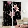 Set Of 2 Modern Flat Printing Curtains Without Rod Floral Elegance Black Fashionable Curtainments During Valentine Curtain Made Polyester
