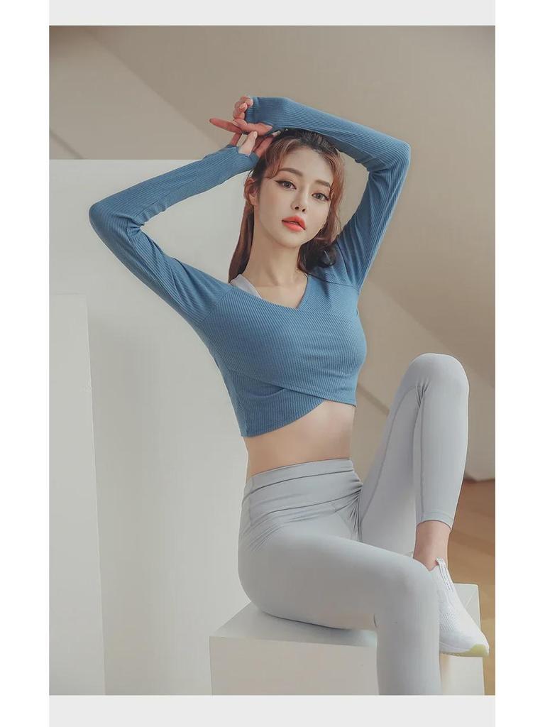 2022 Herbst/Winter Damen Langarm Fitness Yoga Tops - Koreanischer Stil, trendige T-Shirts