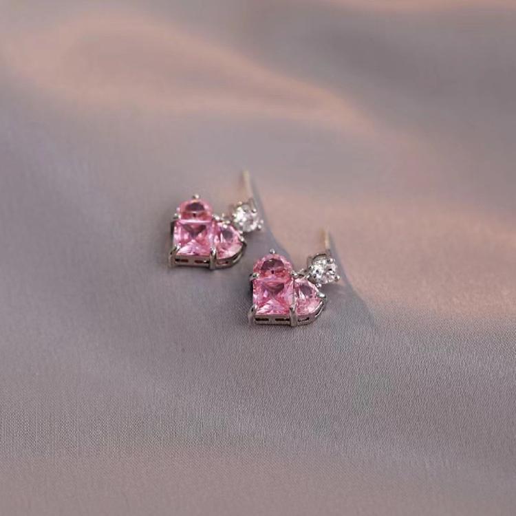 Fashionable Zirconia Heart Flower Earrings Necklace Jewelry Providing Sparkling Brilliance And Comfortable Wear