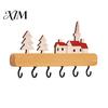 Multi Purpose Wall Mount Rack Key Holder with 6 Hooks, Solid Wood Entryway Organizer Rack, Decorative Hooks for Home Mounted Space Saving Hook