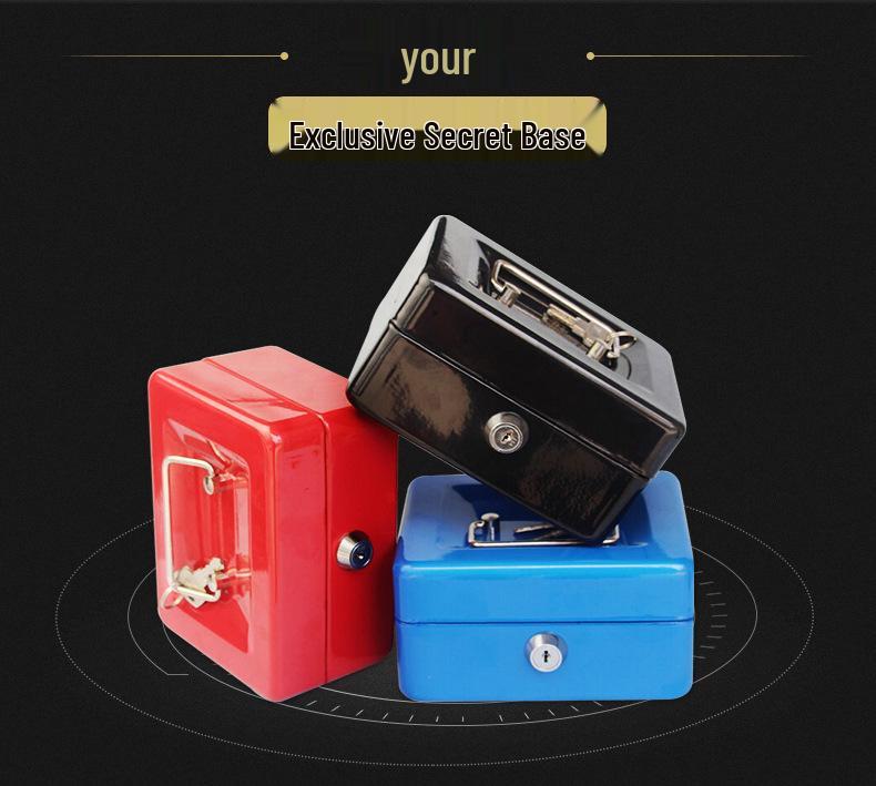 Compact Metal Cash Box with Lock for Coins and Bills