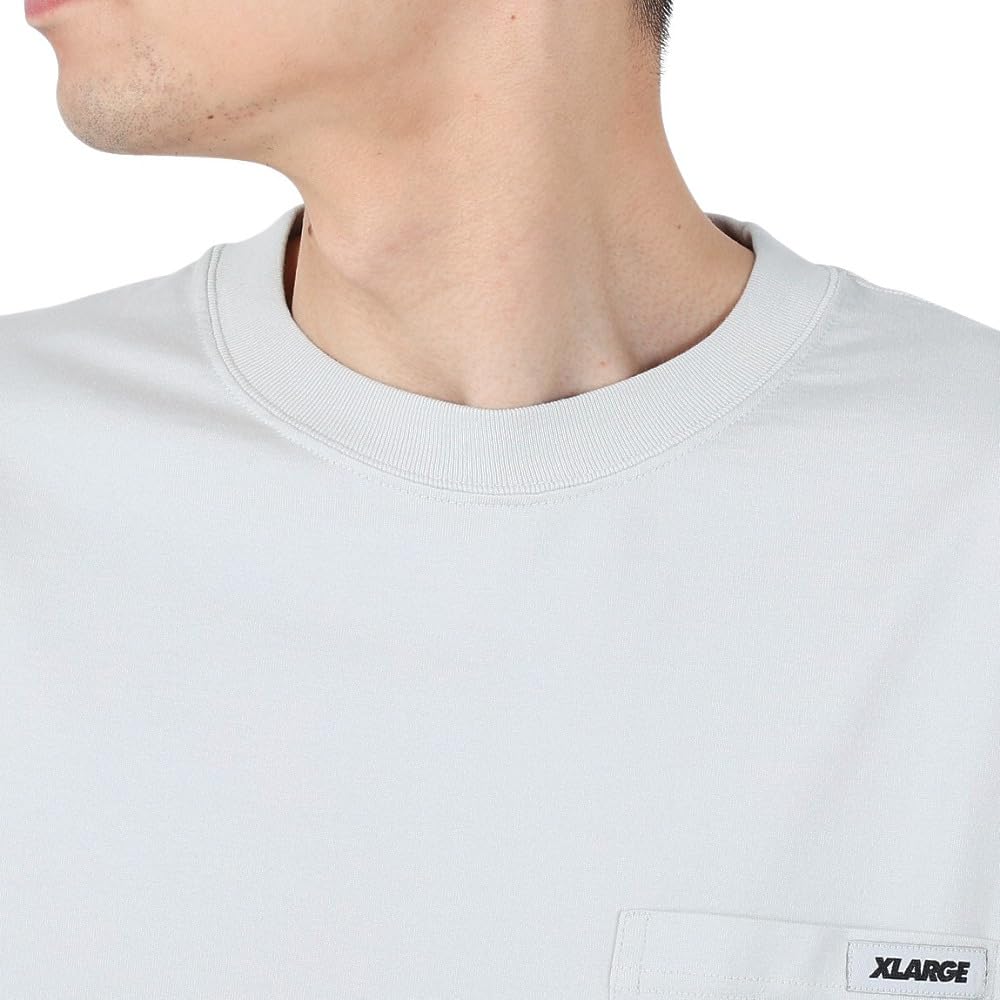 [Extra Large] Casual Standard Logo Tag L/S Pocket Tee, Men's, Gray