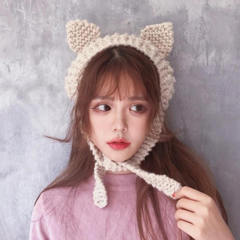 Women s Winter 4-Color Earflap Knit Hat C7599_Gray