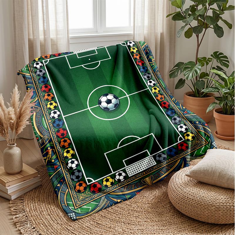 Soccer Field Artwork Theme blanket Lightweight Warm Flannel Blanket Decorative Throw Blanket for Home Decoration