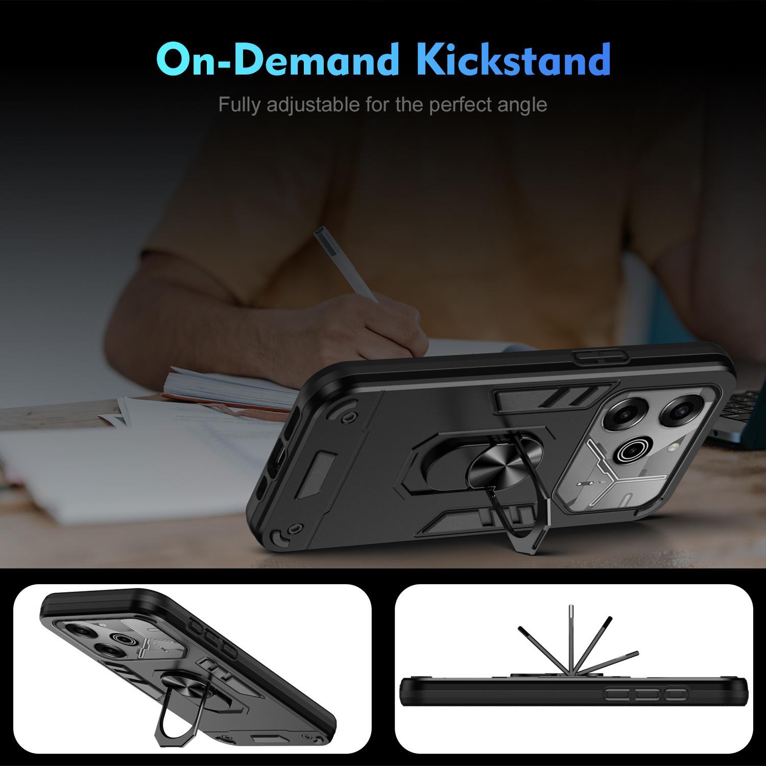 

Для TECNO Pova 6 Pro 5G Case PC+TPU Kickstand Protective Phone Cover Black
