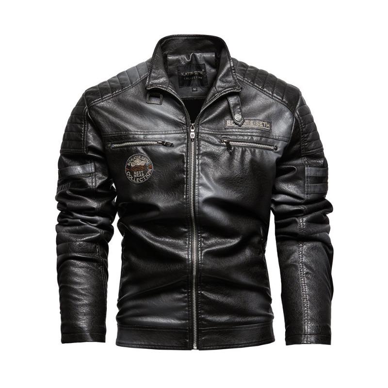 Herren Lederjacke Neue Herren PU Jacke Motorradjacke Moderner Harter Kerl Plus Samt Lederjacke für Herren