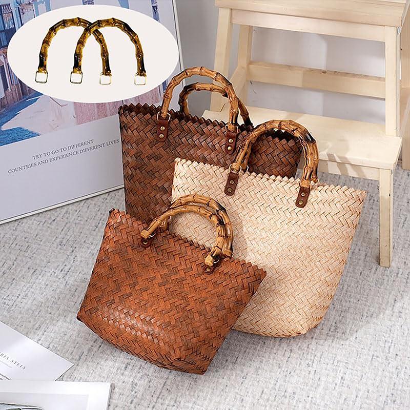 2Pcs 10.5/12Cm Plastic Bag Handle Handbags Replace Faux Bamboo Handles Woven-Bag Purse Frame Kiss Clasp Diy Bags Accessories