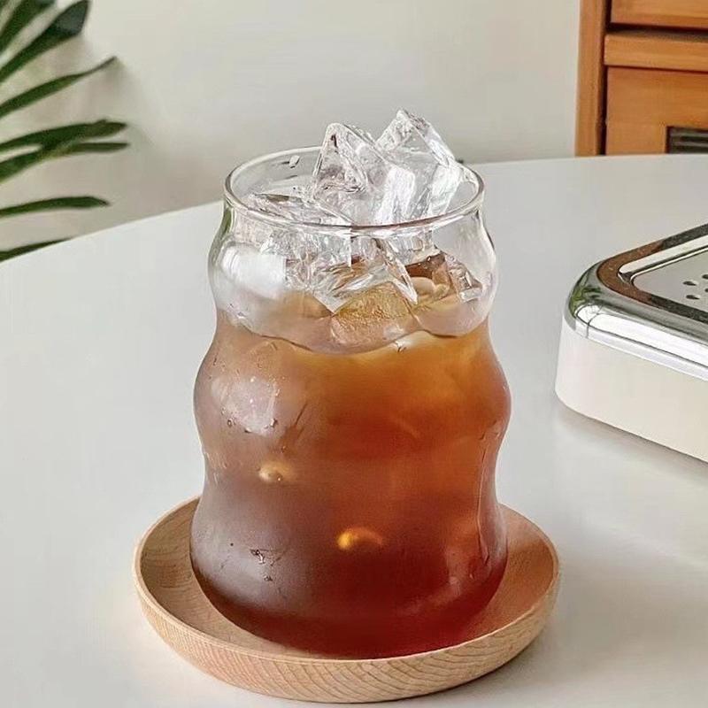 530ml Stripe Glass Cup Heat-resistant Tumbler Drinkware Transparent Tea Juice Milk Coffee Mug for Drink Decorative Drinkware 530ml