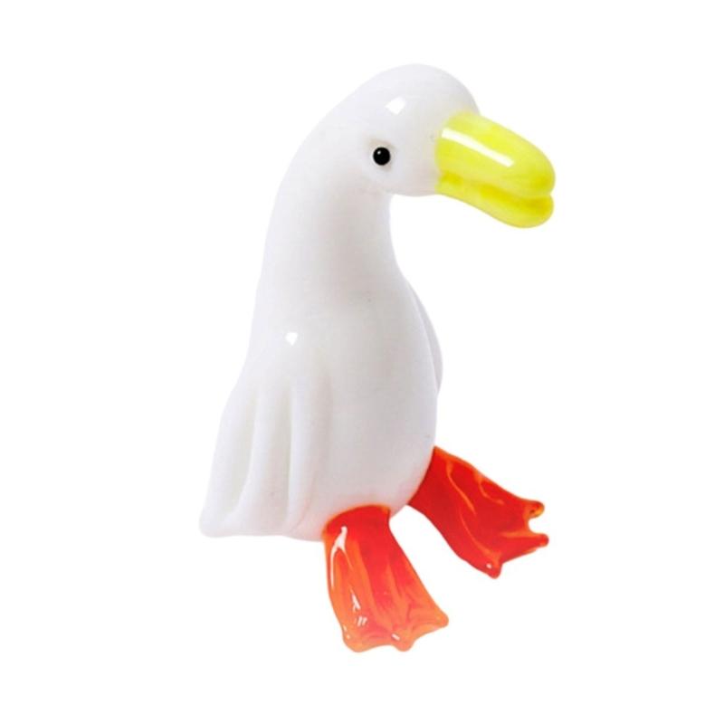 Miniature Glass Duck Statue Cartoon Animal Small Sculpture Figurine for Desk Decoration or Garden Landscape Ornament